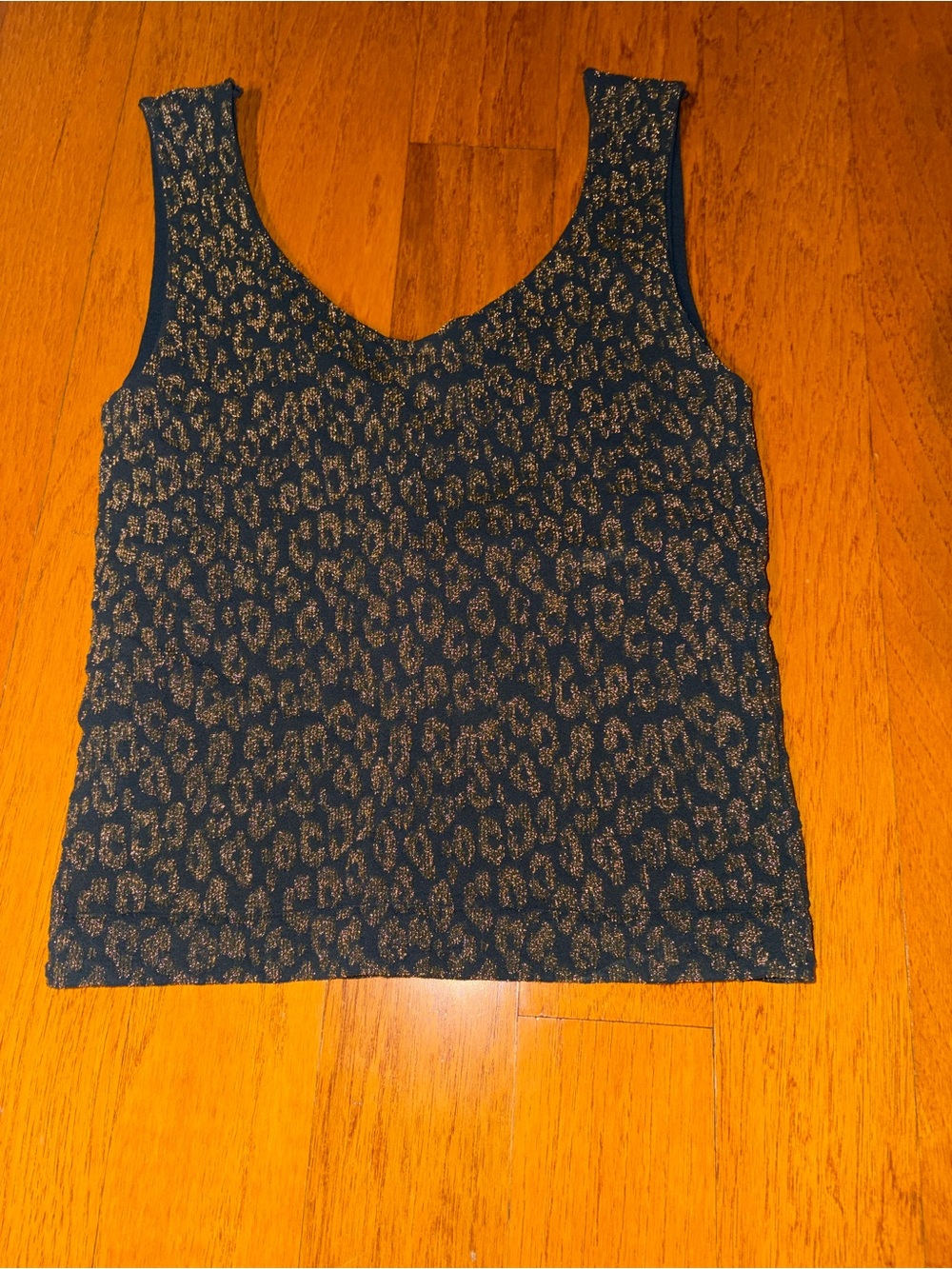 Nikibiki Navy Tank Top with Gold Leopard Print Built In Bra One Size